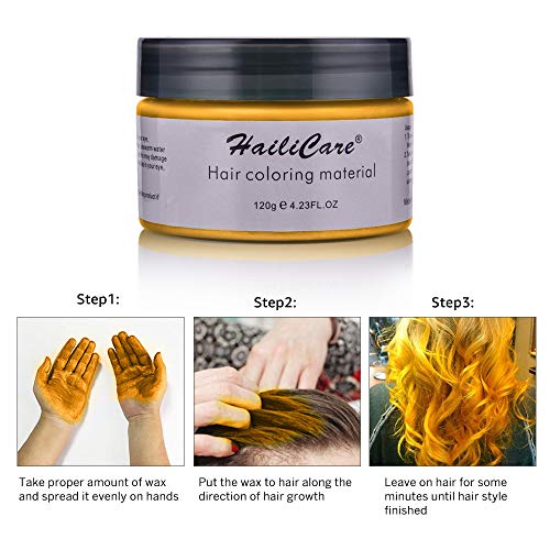 120g Cera para el cabello, Crema Para Colorante Pelo Temporal Duradera, Lavable Tinte Temporal Capilares, Color del Cabello Crema Para Colorante Pelo para Fiesta, Cosplay, Carnaval, Navidad - Dorado