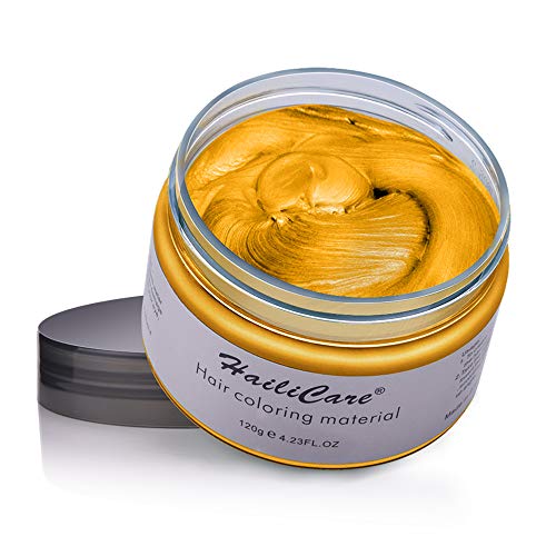 120g Cera para el cabello, Crema Para Colorante Pelo Temporal Duradera, Lavable Tinte Temporal Capilares, Color del Cabello Crema Para Colorante Pelo para Fiesta, Cosplay, Carnaval, Navidad - Dorado