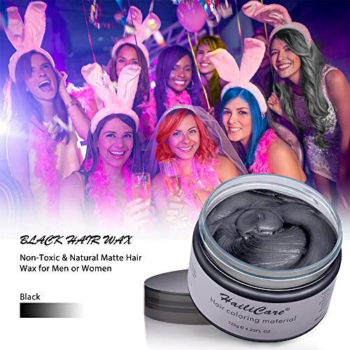 120g Cera para el cabello, Crema Para Colorante Pelo Temporal Duradera, Lavable Tinte Temporal Capilares, Color del Cabello Crema Para Colorante Pelo para Fiesta, Cosplay, Carnaval, Navidad - Negro
