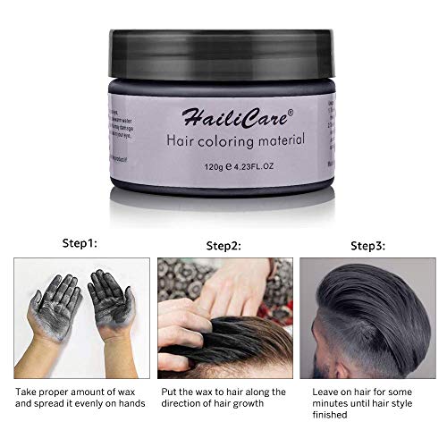 120g Cera para el cabello, Crema Para Colorante Pelo Temporal Duradera, Lavable Tinte Temporal Capilares, Color del Cabello Crema Para Colorante Pelo para Fiesta, Cosplay, Carnaval, Navidad - Negro