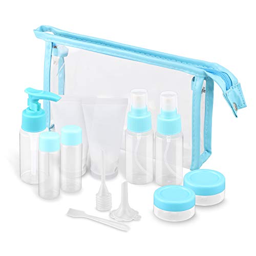 13pcs Botellas de Viaje,BROTOU, Bolsa de Cosméticos Impermeable Botellas de Viaje Portátiles Reutilizables Botellas Cosméticas Set de Botellas de Viaje para Champú/Crema/Gel/Líquido Contenedor