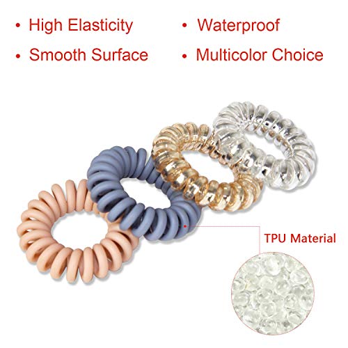 14 bridas de pelo en espiral coloridas sin pliegues para las mujeres del teléfono del teléfono de las gomas elásticas para el pelo, accesorios de coleta brillante, lazos para el pelo de la muchacha