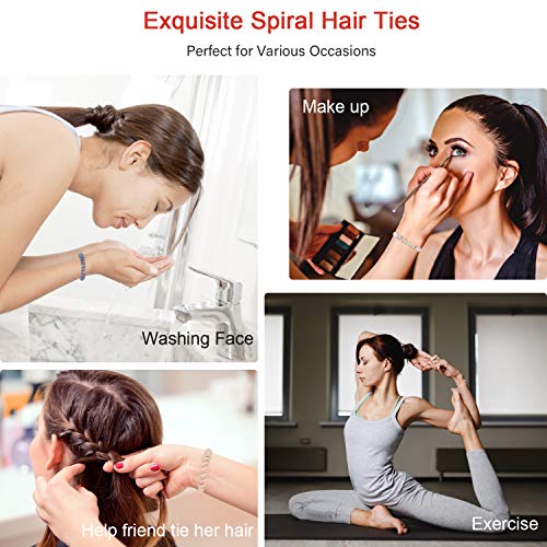 14 bridas de pelo en espiral coloridas sin pliegues para las mujeres del teléfono del teléfono de las gomas elásticas para el pelo, accesorios de coleta brillante, lazos para el pelo de la muchacha