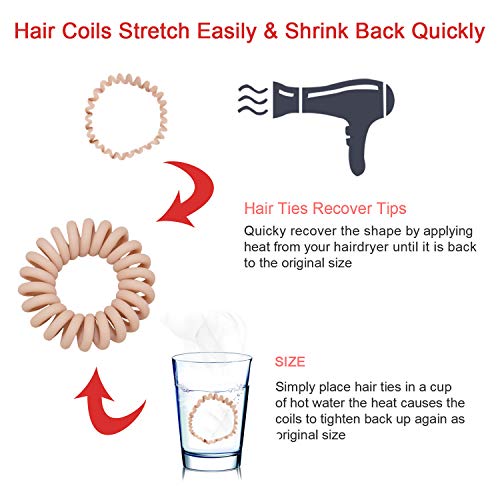 14 bridas de pelo en espiral coloridas sin pliegues para las mujeres del teléfono del teléfono de las gomas elásticas para el pelo, accesorios de coleta brillante, lazos para el pelo de la muchacha