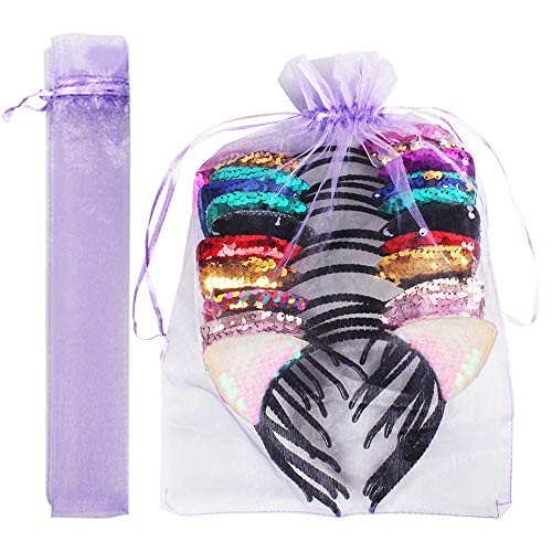 14 Pcs Diadema con Orejas de Gato Braguita Con Brillo Lentejuelas Banda para el Cabello Brillante Accesorios para el Cabello Aros para el Cabello para Niñas Mujeres Uso Diario y Decoración de Fiesta