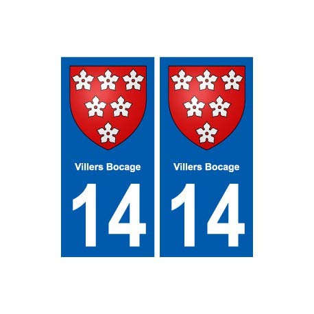14 Villers-Bocage escudo de ciudad autoadhesivo para placa, color Angles: arrondis