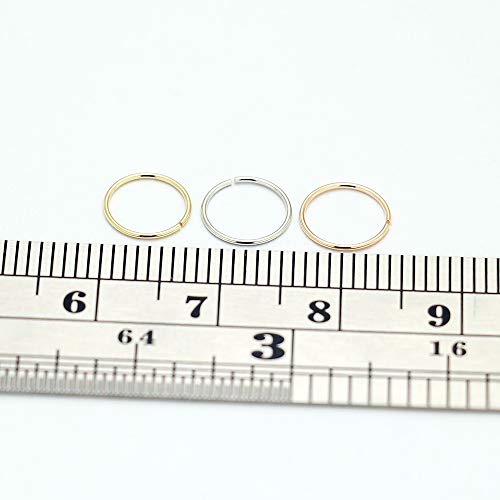 14K Amarillo Oro Calibre 22-6MM de di?Metro aro Abierto Continuo Anillo de la Nariz Nariz Piercing