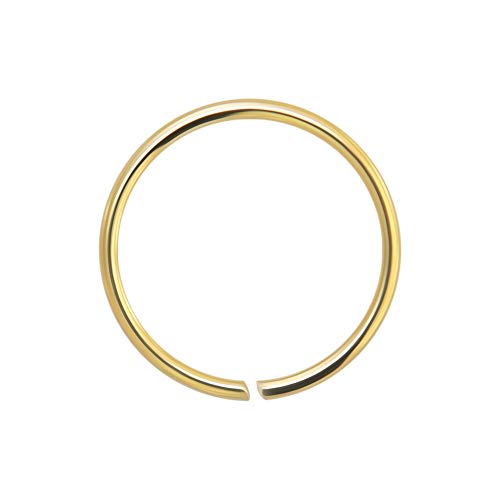 14K Amarillo Oro Calibre 22-6MM de di?Metro aro Abierto Continuo Anillo de la Nariz Nariz Piercing