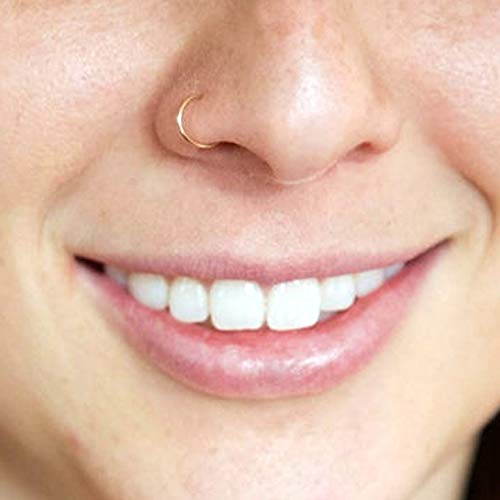 14K Amarillo Oro Calibre 22-8MM de di?Metro aro Abierto Continuo Anillo de la Nariz Nariz Piercing