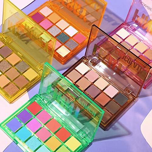 15 colores Sweet Party Paleta de sombras de ojos Paleta de maquillaje de neón Brillo mate Sombras de brillo Polvo de pigmento mezclable metálico Paleta de sombras de ojos multiusos # Ponche de frutas