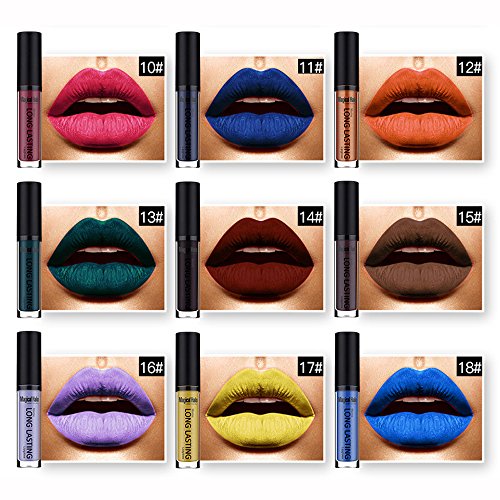 18 Colores Profesional Mate Pintalabios de Maquillaje Larga Duracion para Niñas por ESAILQ F