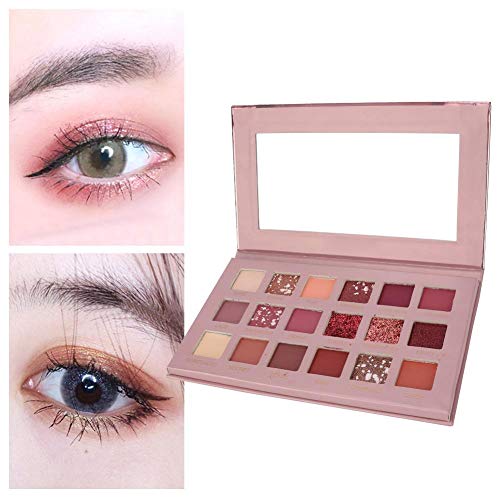 18 Colores Sombra de ojos mate y brillante con paleta de sombras de ojos de lentejuelas grandes