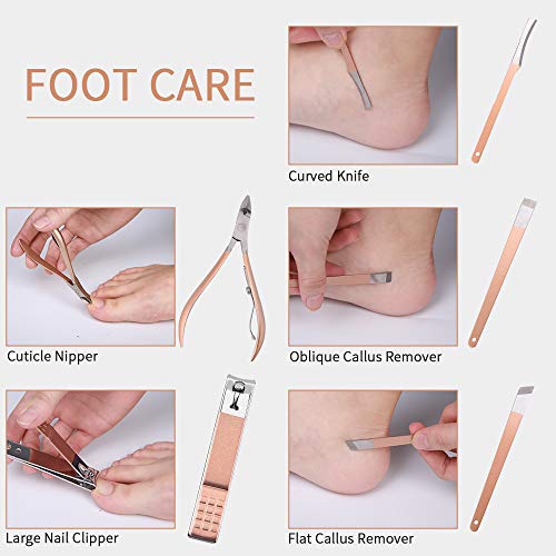18 in 1 Manicura Cortaúñas de Acero Inoxidable Set de Manicura Pedicura Manicura Pedicura Set Pedicura y Herramientas de Manicura set manicura profesional de manicura Adecuado para familias y viajes
