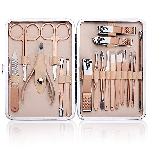18 in 1 Manicura Cortaúñas de Acero Inoxidable Set de Manicura Pedicura Manicura Pedicura Set Pedicura y Herramientas de Manicura set manicura profesional de manicura Adecuado para familias y viajes