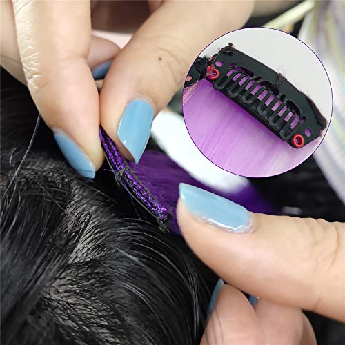 18 Piezas De Extensiones De Pelo De Color  Aumenta La Longitud Del Cabello De Extensiones De Cabello Arco Iris Clip Accesorios Decorativos Para Look De Fiesta