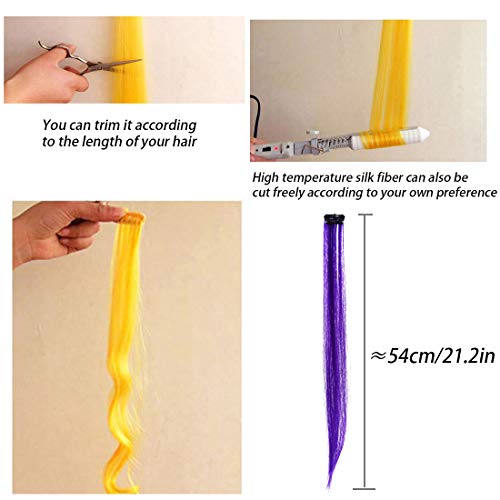 18 Piezas De Extensiones De Pelo De Color  Aumenta La Longitud Del Cabello De Extensiones De Cabello Arco Iris Clip Accesorios Decorativos Para Look De Fiesta