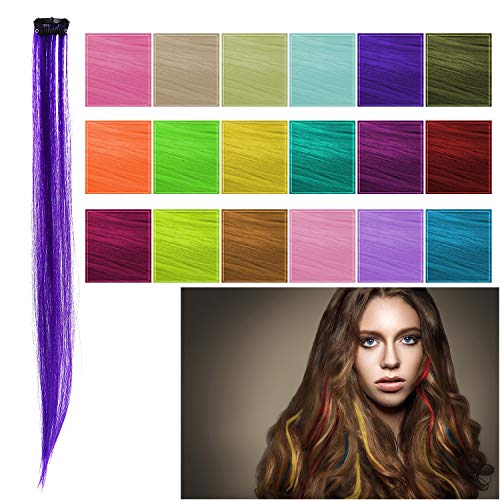 18 Piezas De Extensiones De Pelo De Color  Aumenta La Longitud Del Cabello De Extensiones De Cabello Arco Iris Clip Accesorios Decorativos Para Look De Fiesta