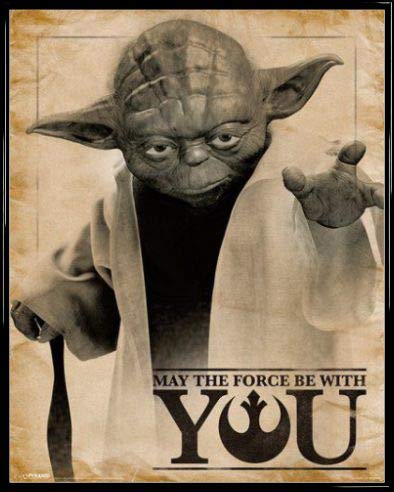 1art1 Star Wars Póster Mini con Marco (Plástico) - Yoda, Que La Fuerza Te Acompañe (50 x 40cm)