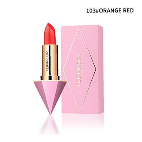 1pc De Larga Duración Barra De Labios Hidratante Labial Cremoso Impermeable Antiadherentes Diamond Cup Lápiz Labial Cosmético Creativo Regalo Para Las Mujeres De Las Muchachas (103 Naranja Rojo)