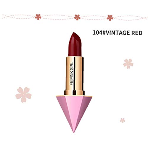 1pc De Larga Duración Barra De Labios Hidratante Labial Cremoso Impermeable Antiadherentes Diamond Cup Lápiz Labial Cosmético Creativo Regalo Para Las Mujeres De Las Muchachas (104 Red De Época)