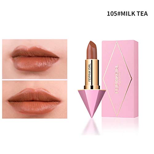 1pc De Larga Duración Barra De Labios Hidratante Labial Cremoso Impermeable Antiadherentes Diamond Cup Lápiz Labial Cosmético Creativo Regalo Para Las Mujeres De Las Muchachas (105 Milk Tea)