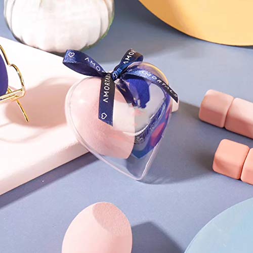 1PC De Plástico En Forma De Titular Del Maquillaje Esponja Corazón Caso Del Recorrido Fundación Esponja De Transporte Protectora Beauty Case Holder Blender (Transparente)