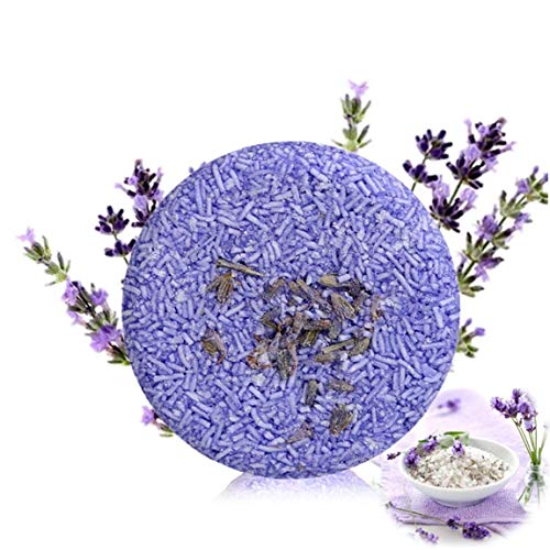 1pc Natural champú para el pelo barra de jabón Champú Sólido Jabón Champú con aceite vegetal esencial para la tratada en seco cabello dañado (lavanda) Champú