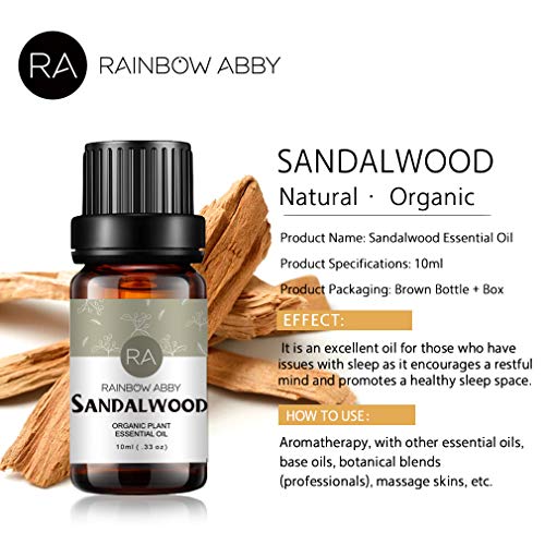 2 botellas de aceite esencial de sándalo 100% aceite de aromaterapia puro para difusor, perfumes, masajes, cuidado de la piel, jabones, velas - 2 x 10 ml