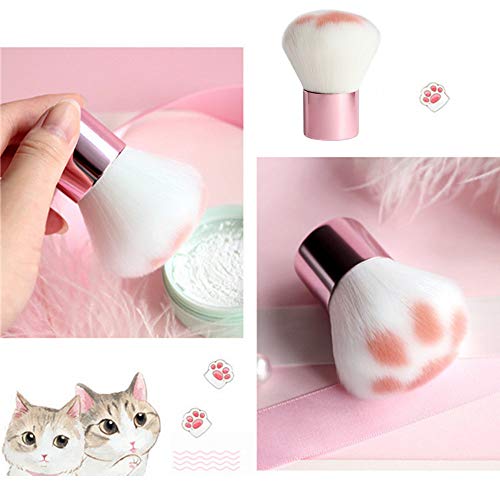 2 brochas de maquillaje de gato para maquillaje facial, profesionales, con parte superior plana, para colorete y maquillaje de mujer