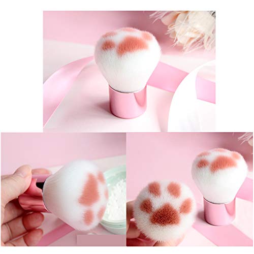 2 brochas de maquillaje de gato para maquillaje facial, profesionales, con parte superior plana, para colorete y maquillaje de mujer