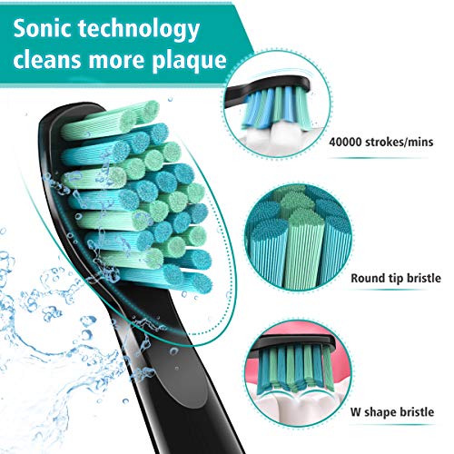2 Cepillos de Dientes Eléctricos y Sónicos con 5 Modos 8 Cabezales y Carga Rápida USB que Dura 30 Días, Cepillos de Dientes con Temporizador Inteligente Incorporado(1 Negro y 1 Blanco)