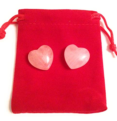 2 corazones de cuarzo rosa – amor, brújula, autoestima – chakra de corazón – regalo de San Valentín