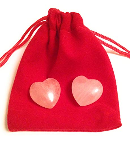 2 corazones de cuarzo rosa – amor, brújula, autoestima – chakra de corazón – regalo de San Valentín