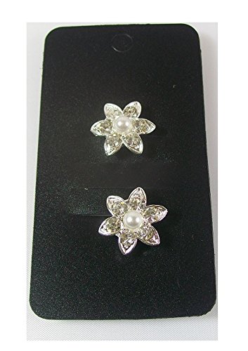 2 cristal plateado y diamantes de imitación de pelo de flores de boda de espirales espiral uniones de pines Suite - 1,7 cm de diámetro
