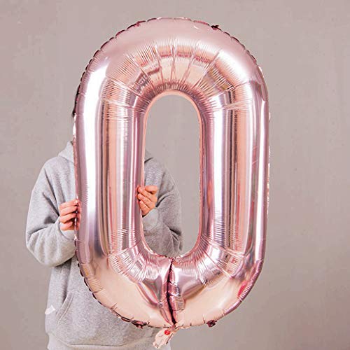 2 Globos Número 60 Oro Rosa, Ouceanwin Gigante Foil Globos Numeros 60 Grande Globo de Papel de Alumini, 40" Globo Inflable Helio para Decoraciones de Fiesta de Cumpleaños 60 Años Señoras (100cm)