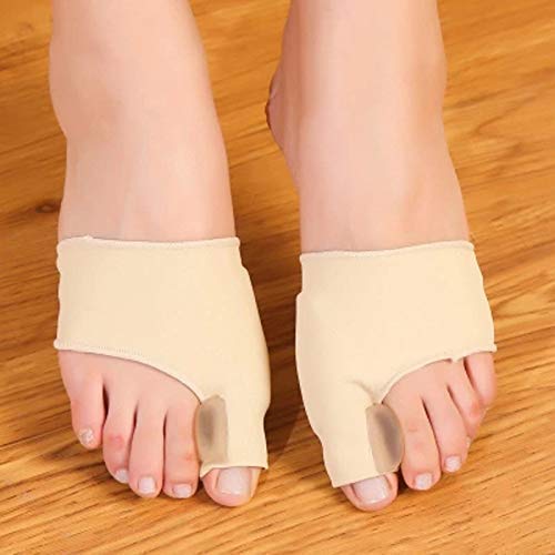 2 pares de corrector de juanete enderezadora del dedo gordo del pie, separador del dedo del pie de Hallux Valgus para el día y la noche, soporte de manga de almohadilla de juanete de gel de silicona