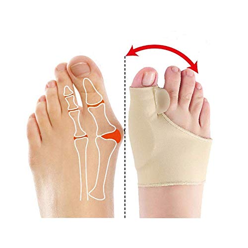 2 pares de corrector de juanete enderezadora del dedo gordo del pie, separador del dedo del pie de Hallux Valgus para el día y la noche, soporte de manga de almohadilla de juanete de gel de silicona