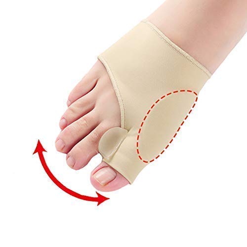 2 pares de corrector de juanete enderezadora del dedo gordo del pie, separador del dedo del pie de Hallux Valgus para el día y la noche, soporte de manga de almohadilla de juanete de gel de silicona