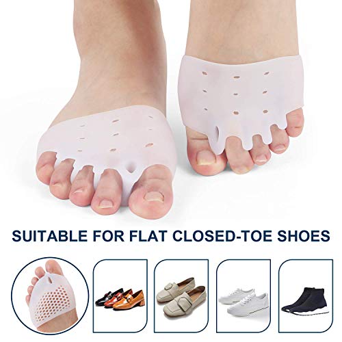 2 pares de separadores de dedos de gel, almohadillas metatarsales, Alisador de dedos de gel, para dedos superpuestos, corrector de juanetes, alivio del dolor de juanetes.