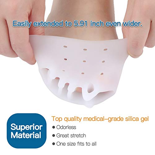 2 pares de separadores de dedos de gel, almohadillas metatarsales, Alisador de dedos de gel, para dedos superpuestos, corrector de juanetes, alivio del dolor de juanetes.