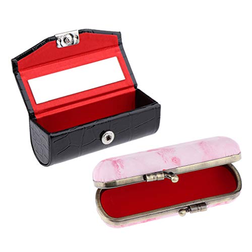2 Pedazos Caja de Almacenamiento Envase de Barra de Labios Tenedor de Maquillaje Estuche con Espejo