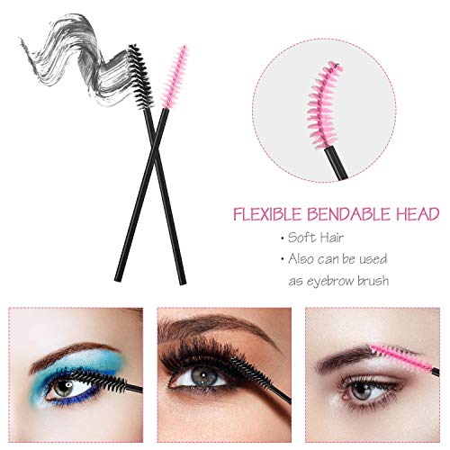 2 Piezas de Paleta de Mezcla de Maquillaje Paleta Cosmética con Espátula y Estuche de Pincel de Maquillaje Desechable de 150 Piezas (Varitas de Rímel, Lápiz Labial, Pincel de Delineador Fino)