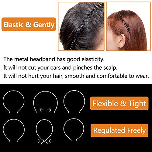 2 Piezas Diademas de Metal Ondulado, Diadema de Unisex Elástico Deportes Pelo Aro Banda, Diadema Antideslizante Accesorios de Pelo Elásticos para Yoga Deportes al Aire Libre, Resorte Pequeño