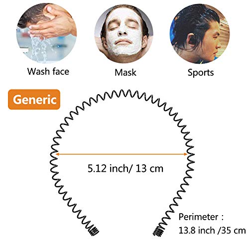 2 Piezas Diademas de Metal Ondulado, Diadema de Unisex Elástico Deportes Pelo Aro Banda, Diadema Antideslizante Accesorios de Pelo Elásticos para Yoga Deportes al Aire Libre, Resorte Pequeño