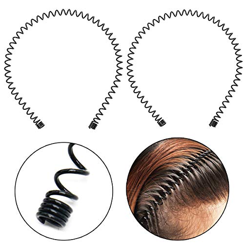 2 Piezas Diademas de Metal Ondulado, Diadema de Unisex Elástico Deportes Pelo Aro Banda, Diadema Antideslizante Accesorios de Pelo Elásticos para Yoga Deportes al Aire Libre, Resorte Pequeño