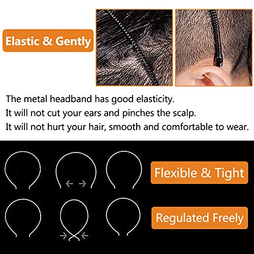 2 Piezas Diademas de Metal Ondulado, Diadema de Unisex Elástico Deportes Pelo Aro Banda, Diadema Antideslizante Accesorios de Pelo Elásticos para Yoga Deportes al Aire Libre, Resorte Pequeño