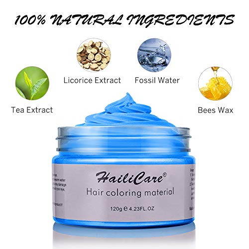 2 x 120 g Cera Cabello, Cera Pelo Colorante del Cabello -Cera Cabello Para Pelo Gris Plata, Crema Para Colorante Pelo Temporal,Silver Gray Hair Color Wax 4.23 onzas(Azul y Plata Gris)