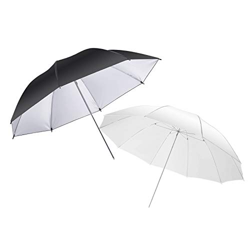 2 x 43 Estudio de fotografía Negro de Plata Reflectante Paraguas/Paraguas Blanco Suave para el Kit de iluminación de vídeo