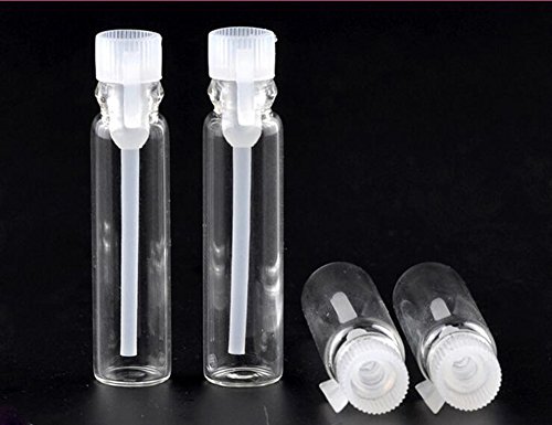 20 pcs tiny Mini viales de muestras de Perfume vacío recargable de cristal claro cosméticos líquidos aromaterapia aceites esenciales Perfume botellas contenedor tarros, 2ml