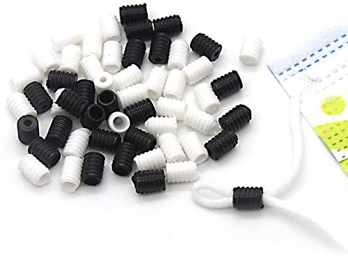 200 cierres de cordón de silicona para cordón elástico ajustador de cuerda antideslizante (100 negro y blanco)